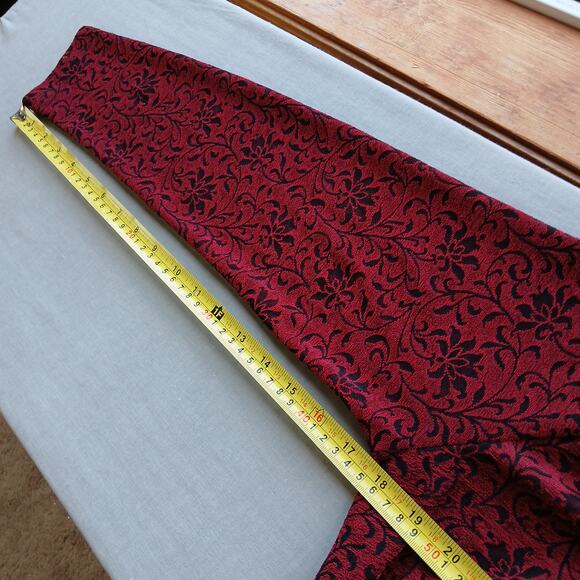 Rabbit Designs Vintage 80s Floral Blouse 10M long sleeve red black shoulder pads - Picture 15 of 16